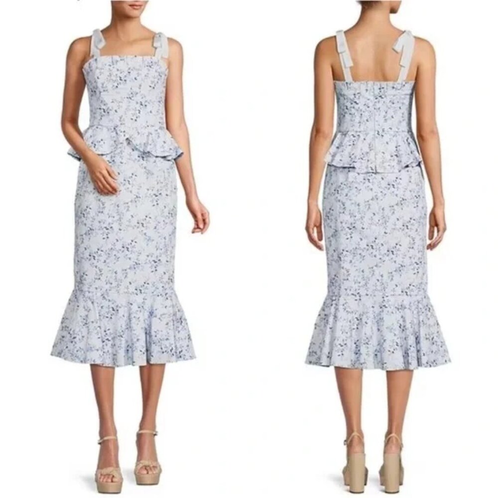 Antonio Melani x Born on Fifth Pippa Blue Floral Print Peplum Dress NWT!